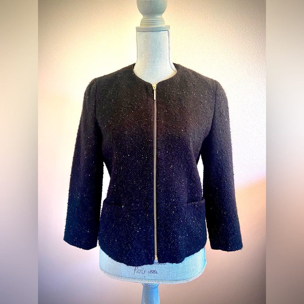 Vintage Esprit Tweed Boucle Blazer black with gold metallic thread XS